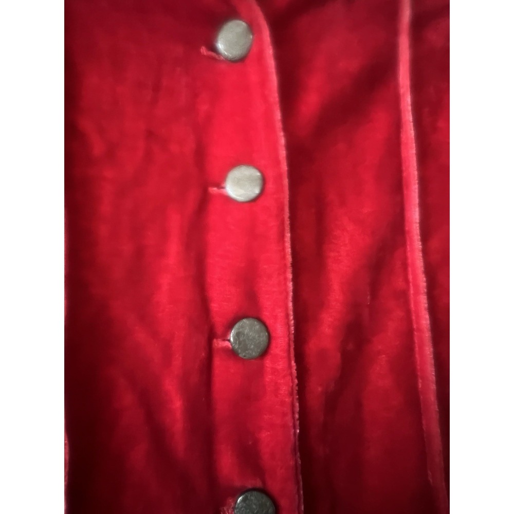 J Jill Crushed Rich Red Velvet Button Up Tunic Top Blouse Silk Blend L Petite - Picture 6 of 10